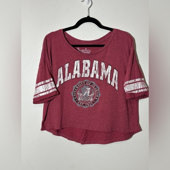 Pressbox Tops - Pressbox Alabama Crimson High-Low Crop Top T-Shirt Size Large